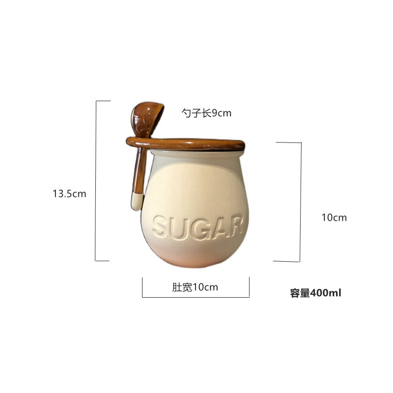 White Ceramic Sugar Bowl Pepper Seasoning Box with Lid Spoon Household Kitchen Storage Bottle Pepper Shaker Food Container Decor