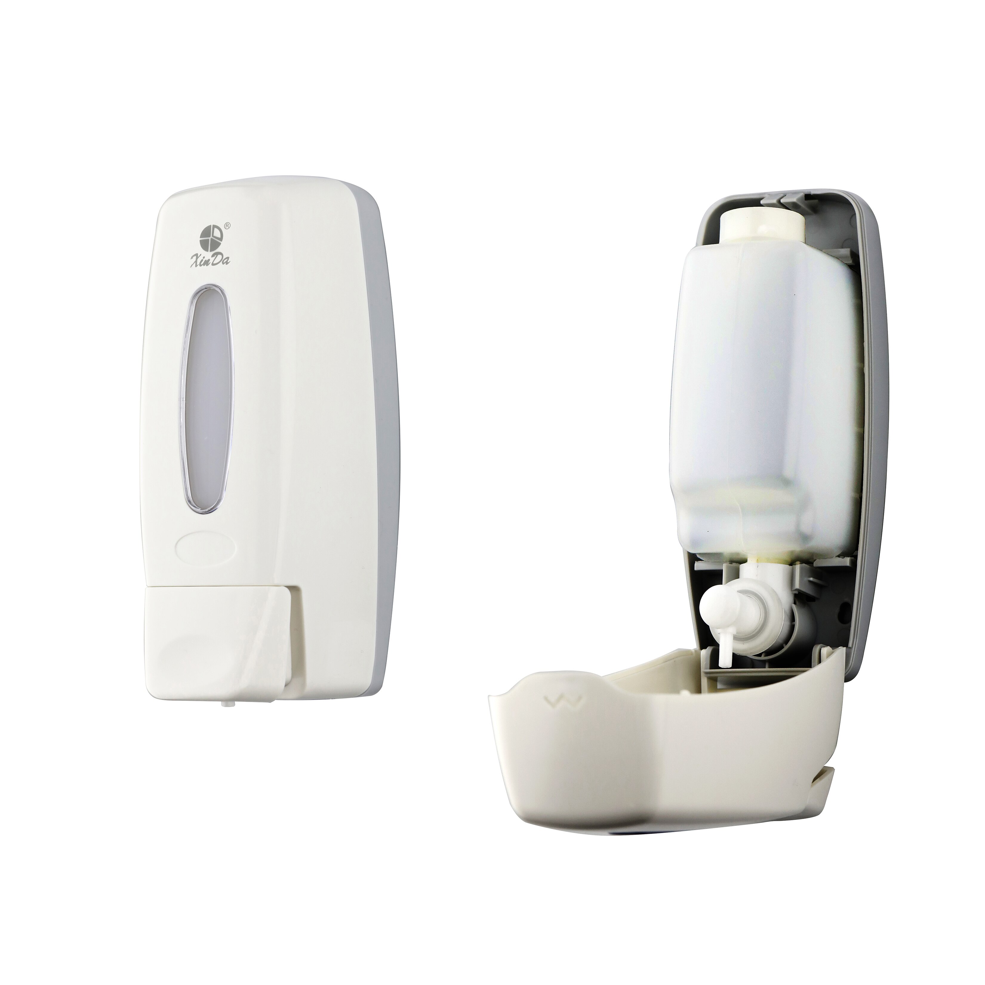 The Xinda ZYQ36 Shampoo Soap Dispenser 360 mL Manual Push Pump Bathroom Plastic White Wall Mounted with Key-Locked Protection