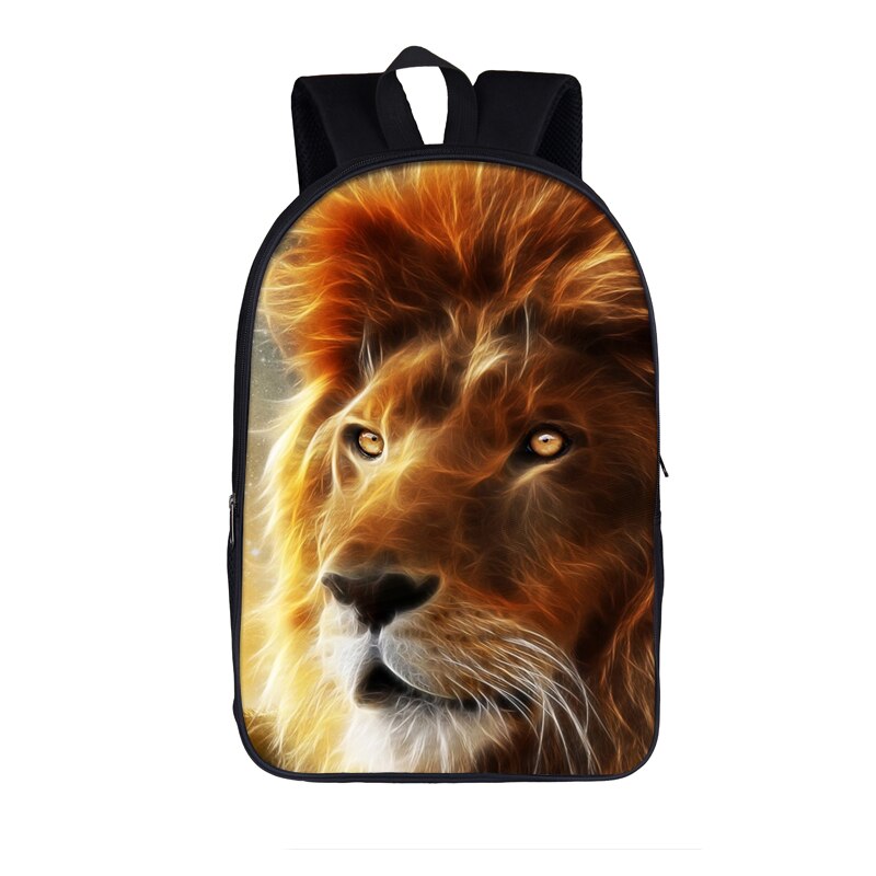 Animal LION Backpacks Women Men's Rucksack Children School Bags For Teenage boys girls Student daypack Kids Bagpack Bookbag: 16shizi05