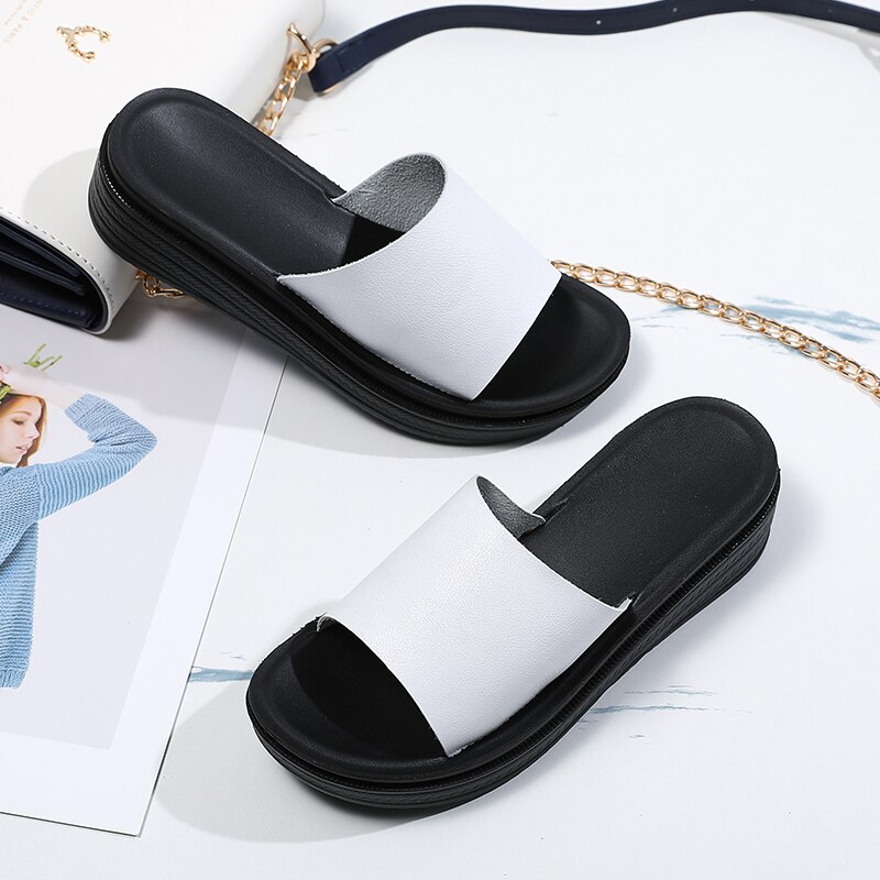 Klapki damskie palec u nogi skórzane platformy damskie buty letnie 2022 moda grube dno sandały damskie damskie antypoślizgowe klapki