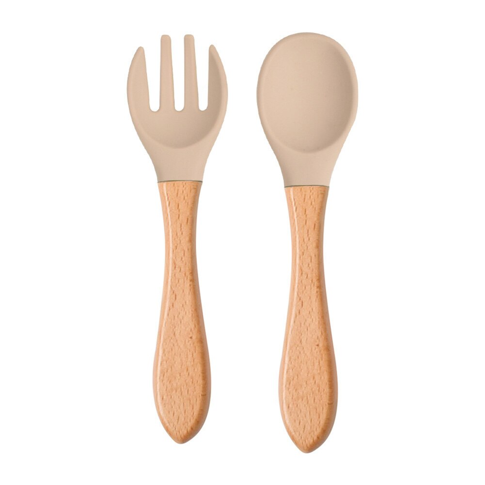Baby Lepel Siliconen Houten Babyvoeding Lepel Accessoires Kinderen Verjaardagscadeautjes Veiligheid Kinderen Leren Eten Tool: Style O