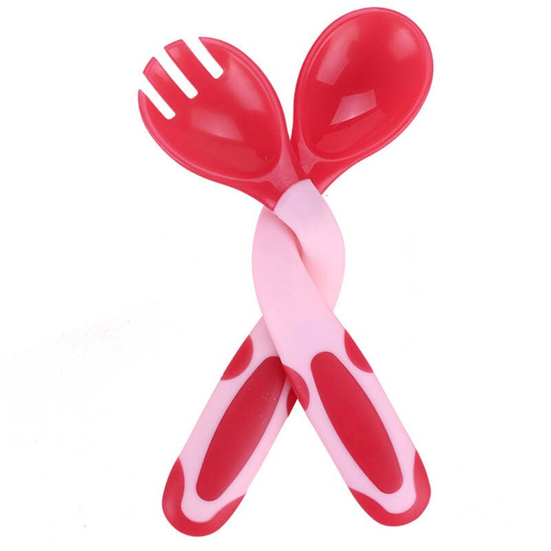 Baby Silicon Spoon Fork With Case Baby Safety Temperature Heat Sensing Feeding Spoon Kids Children Flatware Feeding Spoons