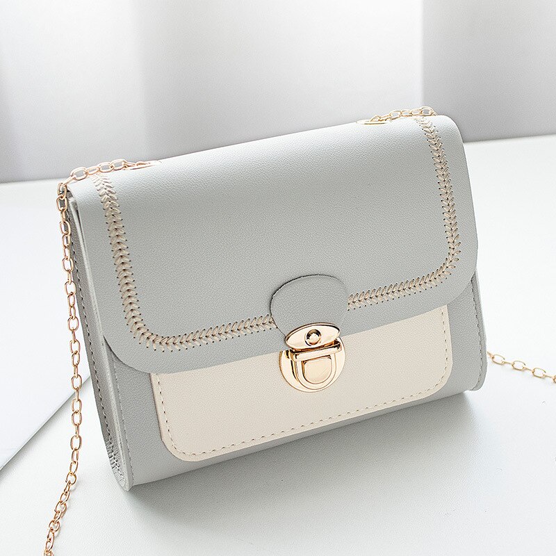 Women Shoulder Bag Casual Handbag for Women Mini Bags Chain Handle Messenger Crossbody Bags Lady Lock Wallet Handbags: Light Gray