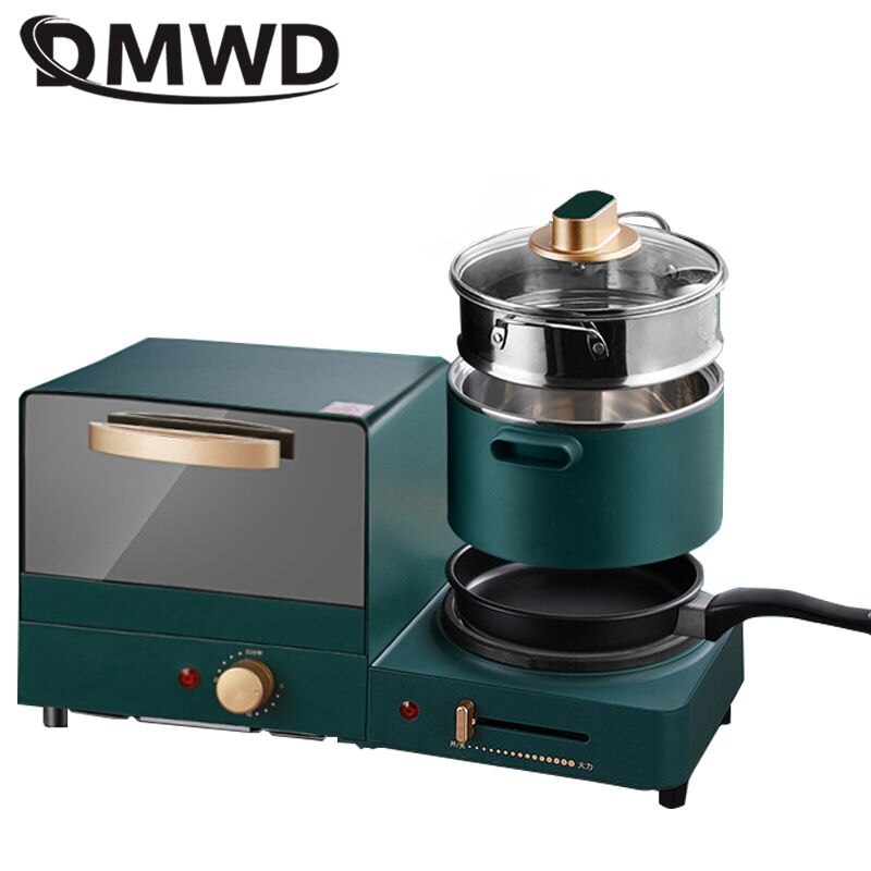 Dmwd 4 in 1 husholdnings elektrisk morgenmaskine brødrister stegepande mini ovn brød sandwich pizza maker kogende gryde damper