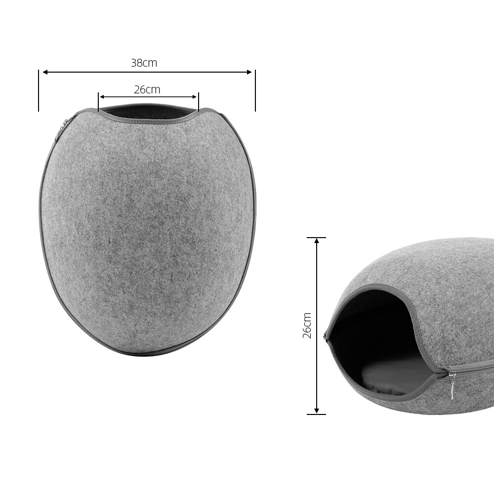 Irrotettava kissan sänky kissan talo luonnollinen huopa kissa luola vetoketju suun halkaisija 22/26cm kissanpennun luola tyynyllä kissat lemmikkitarvikkeet