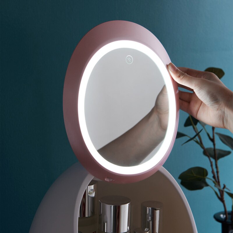 Big Mirror Smart LED Makeup Mirror Can Storage Skin Care LED Light Dust-proof Dressing Table Storage Mirror