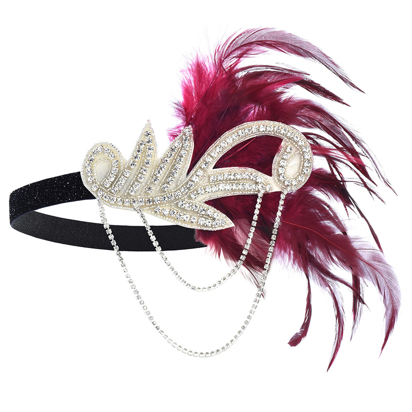 Accesorios de vestido Flapper de los años 20, accesorios de Retro, diadema de GATSBY CHARLESTON, banda de plumas para boda, banda de niña Flapper, 1 Uds.: Rosa