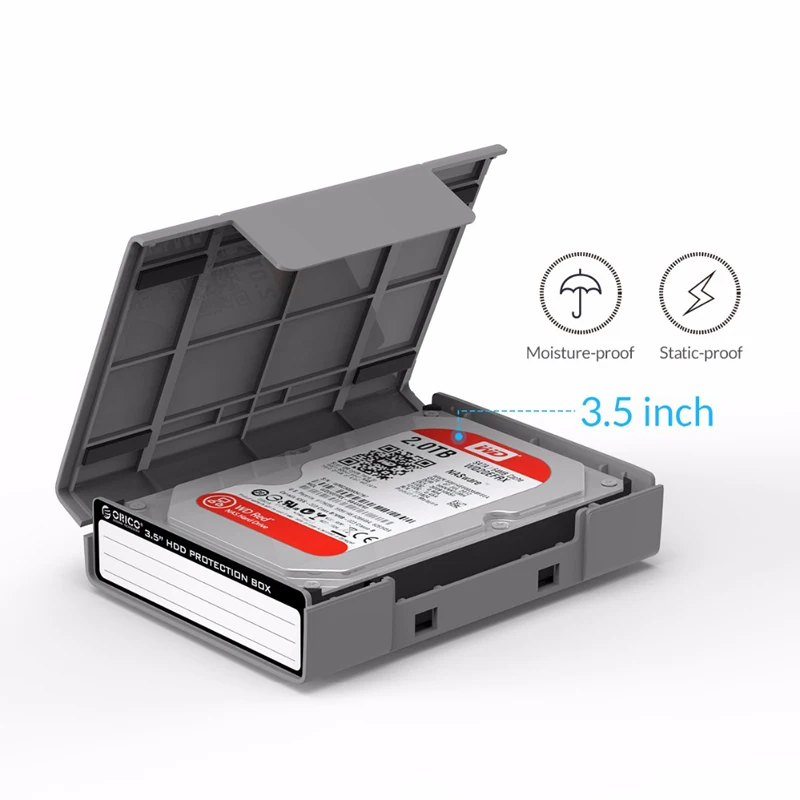 ORICO 3,5-Zoll-Schutzhülle für tragbare Festplatten, externer Aufbewahrungskoffer für Festplatten mit wasserdichtem und stoßfestem Festplattenkoffer
