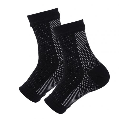 Unisex anti-træthedssport basketball fodbold kompression fod ankel elastisk bandage ærme støtte bøjle guard beskyttende sokker: Sort hvid / L xl