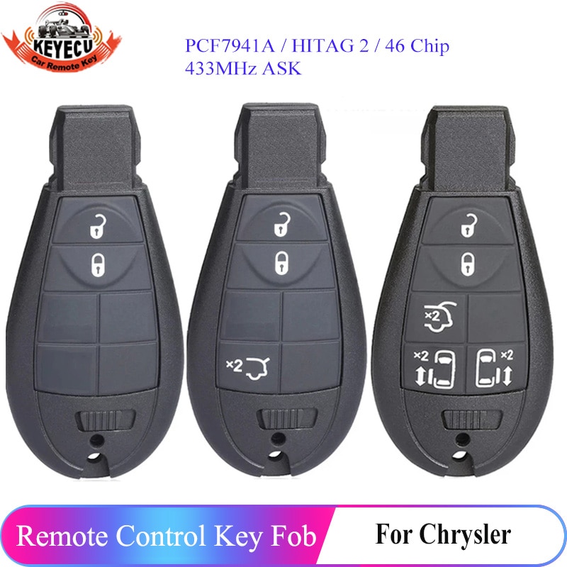 KEYECU Remote Key Fob 433MHz ID46 Chip for Chrysler Grand Voyager 300C 56046715AD 68066859AF 56046710AE 56046710AF 56046710AG