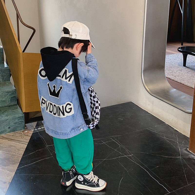 Jongens Denim Jasje En Najaar 2022 Kinderen Jas Lente Koreaanse Bovenkleding Kleding 1-472