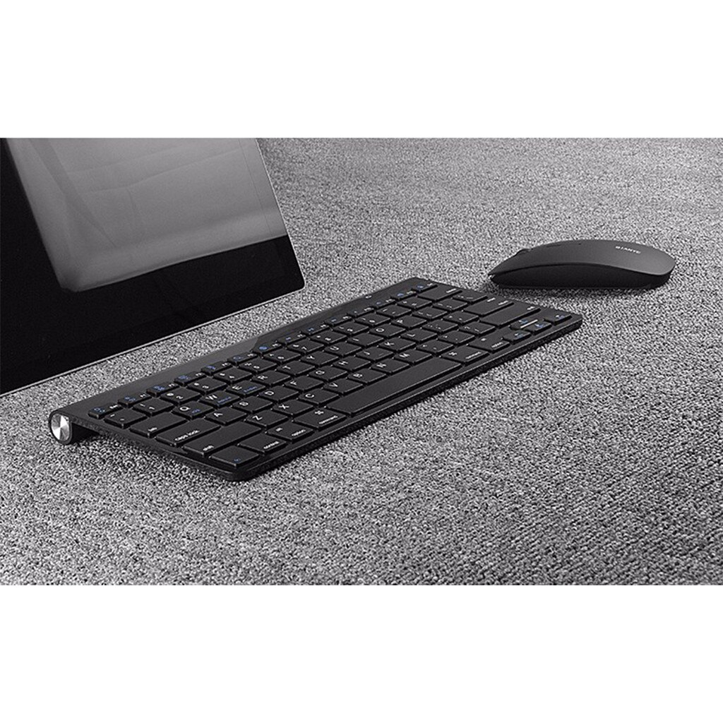 Ultra Slim Wireless Keyboard and Mouse Combo with USB Nano Receiver: Black
