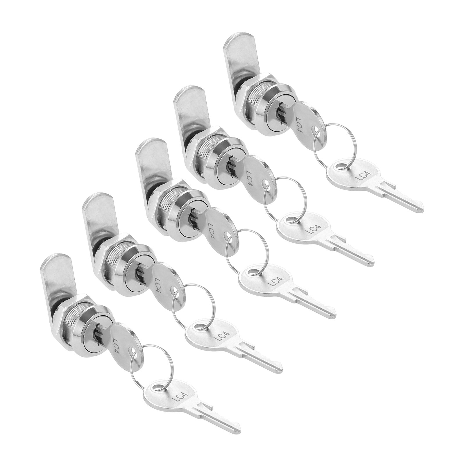 5Pcs Cabinet Cam Locks Keyed Alike 1-1/8 / 5/8 Inch Cam Lock Set for Secure Files Drawers Mailbox RV Camper Door Tool Box