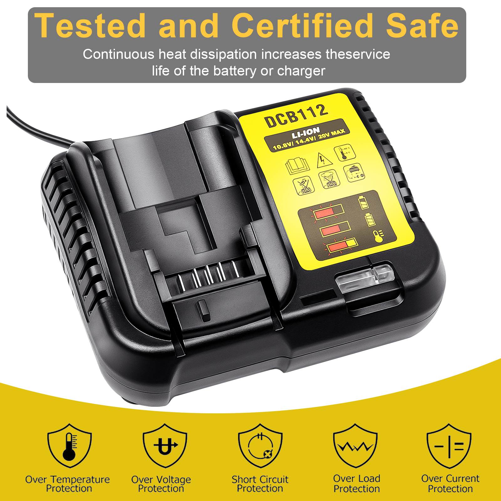 Cargador de batería de litio DCB112 2A para Dewalt 10,8 V 12V 14,4 V 18V 20V DCB112 DCB115 DCB118 DCB102BP DCB107 cargador de batería