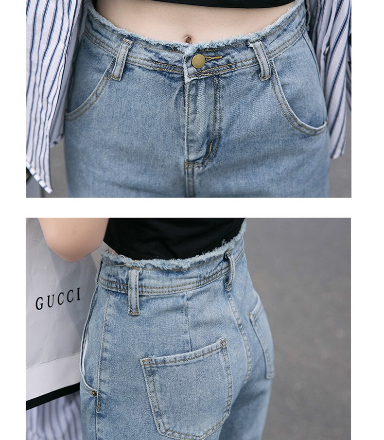 Streetpants Straight Jeans Women High Waist Blue Denim Trousers Female Loose Nine Length Fall Jeans P9136