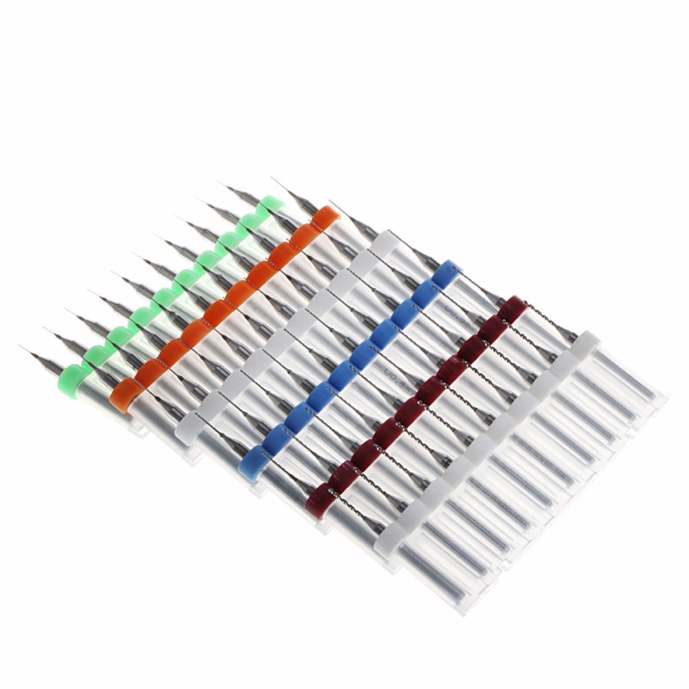Brocas de carburo de tungsteno, puntas de 1/8-0,2mm, 10 unidades, 0,9&quot;