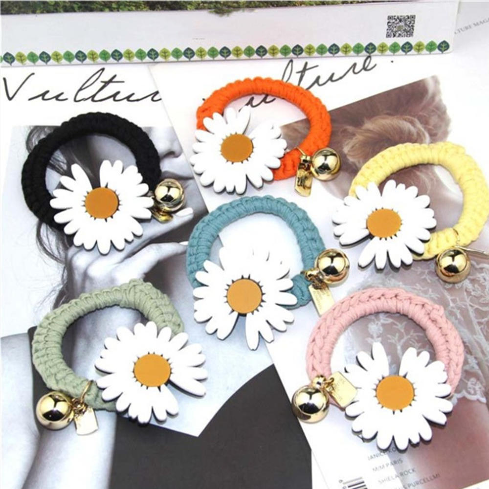 ¡Novedad de primavera y verano! Diadema de goma elástica coreana con de margaritas y flores, diademas de goma para el pelo, diadema para mujer