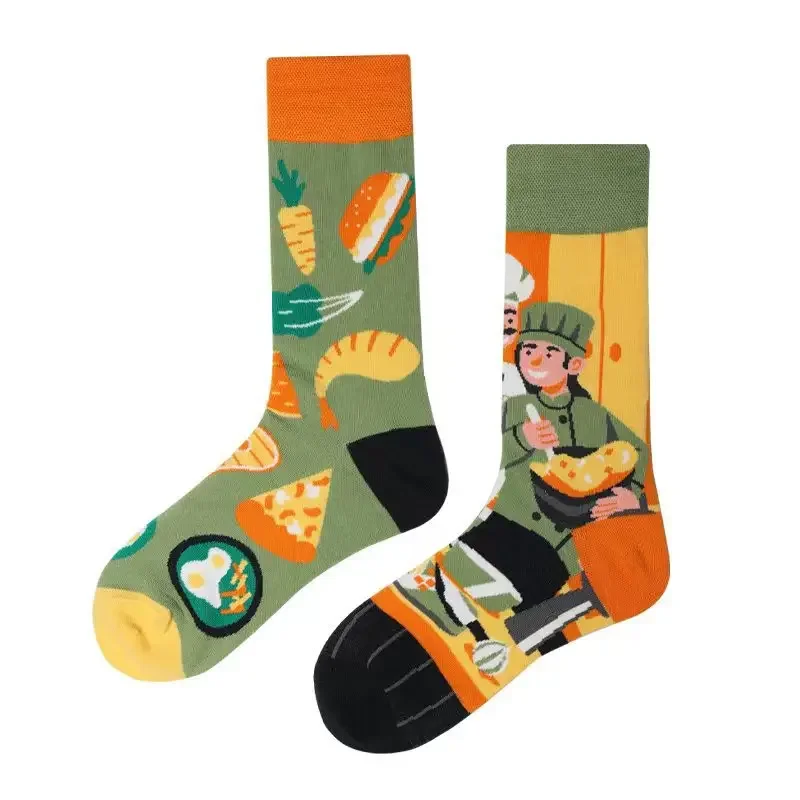 Nueva AB asimétrico Pato Mandarín calcetines para hombres y mujeres de dibujos animados divertido lindo Animal medio alto calcetines de algodón de tubo