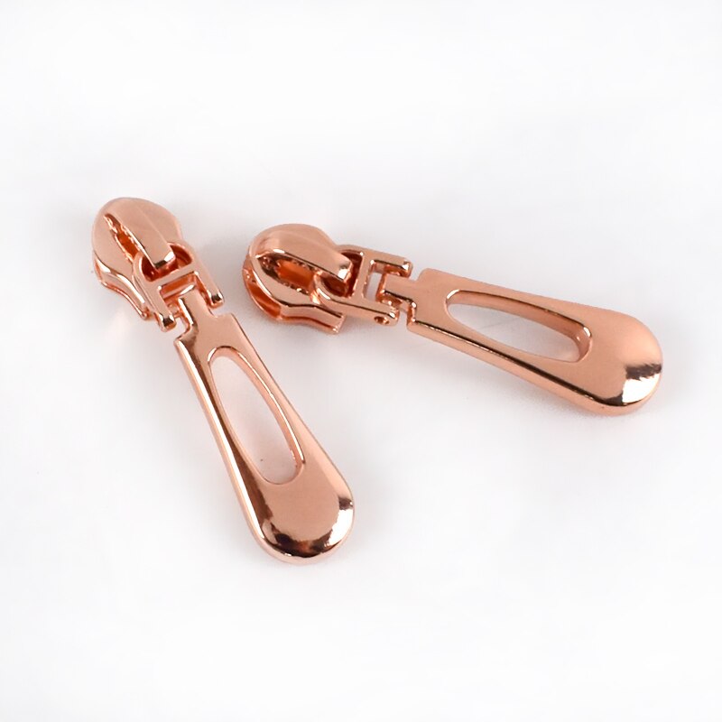 5/10Pcs Rits Sliders Voor 5 # Nylon Ritsen Trekt Jas Pocket Rits Hoofd Tas Reparatie Kits Vervanging diy Naaien Accessoires: RoseGold / 5Pcs