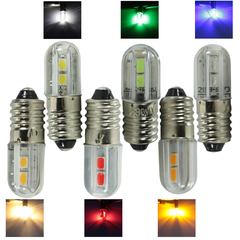 Bombilla E10 bombilla Interior Led 6v 12v 24v 36v 48v 110v 220v Mini 1W indicador automático luz de advertencia señal lámpara de ahorro de energía 6 V
