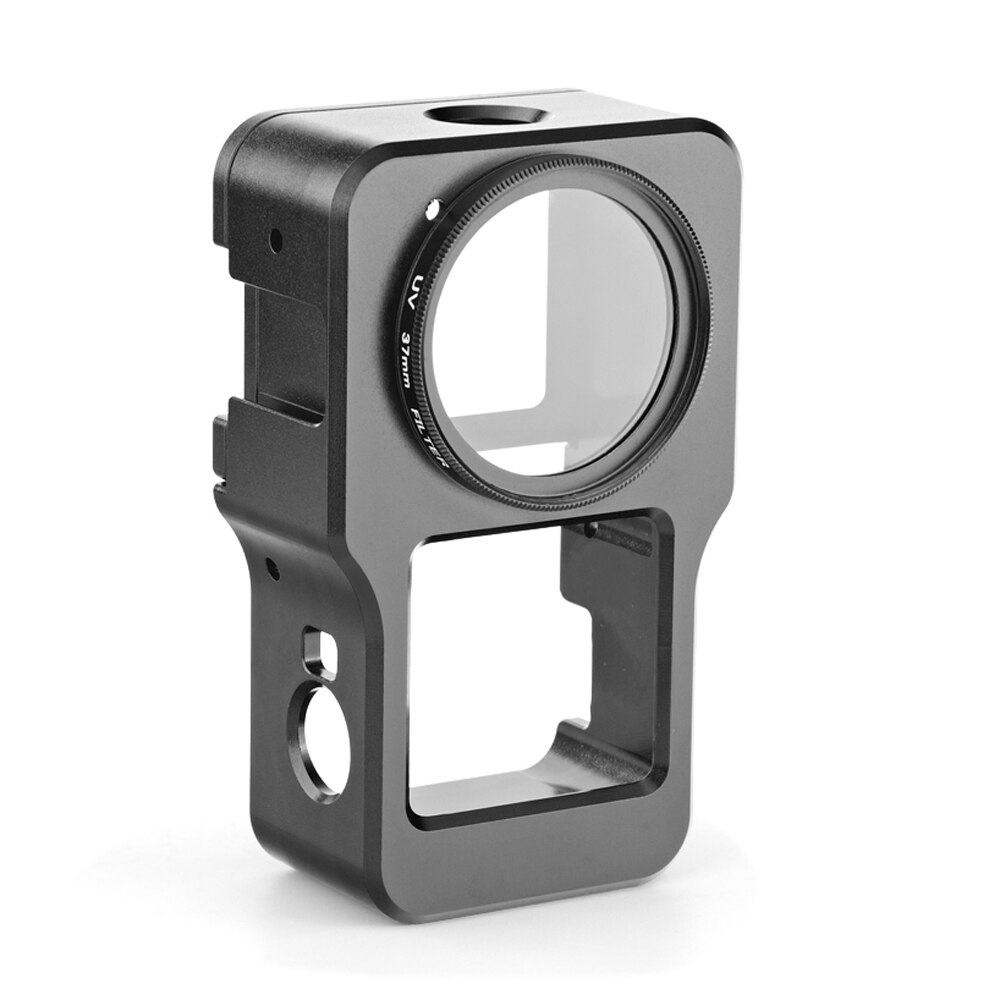 Aluminium Legierung Schutzhülle für DJI Aktion 2 Metall fallen Rahmen KäFeige + UV Objektiv Filter für DJI Osmo Aktion 2 kamera Zubehör: Schwarz