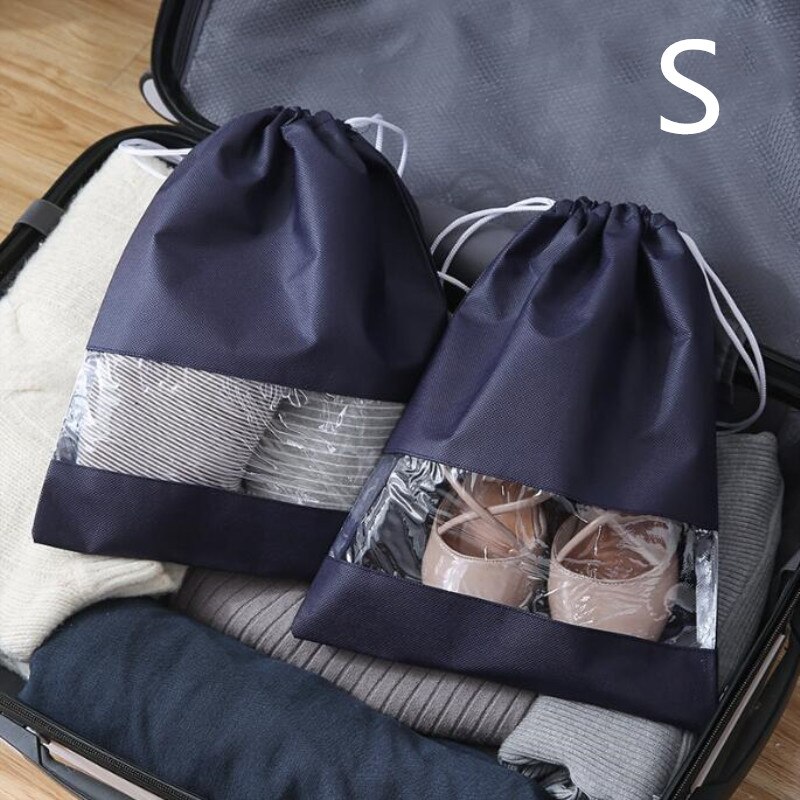 Nyeste vandtætte sko taske pose opbevaring rejsetaske ikke-vævet tøjvask organisator bærbar tote snor taske arrangør dækning: B blå s