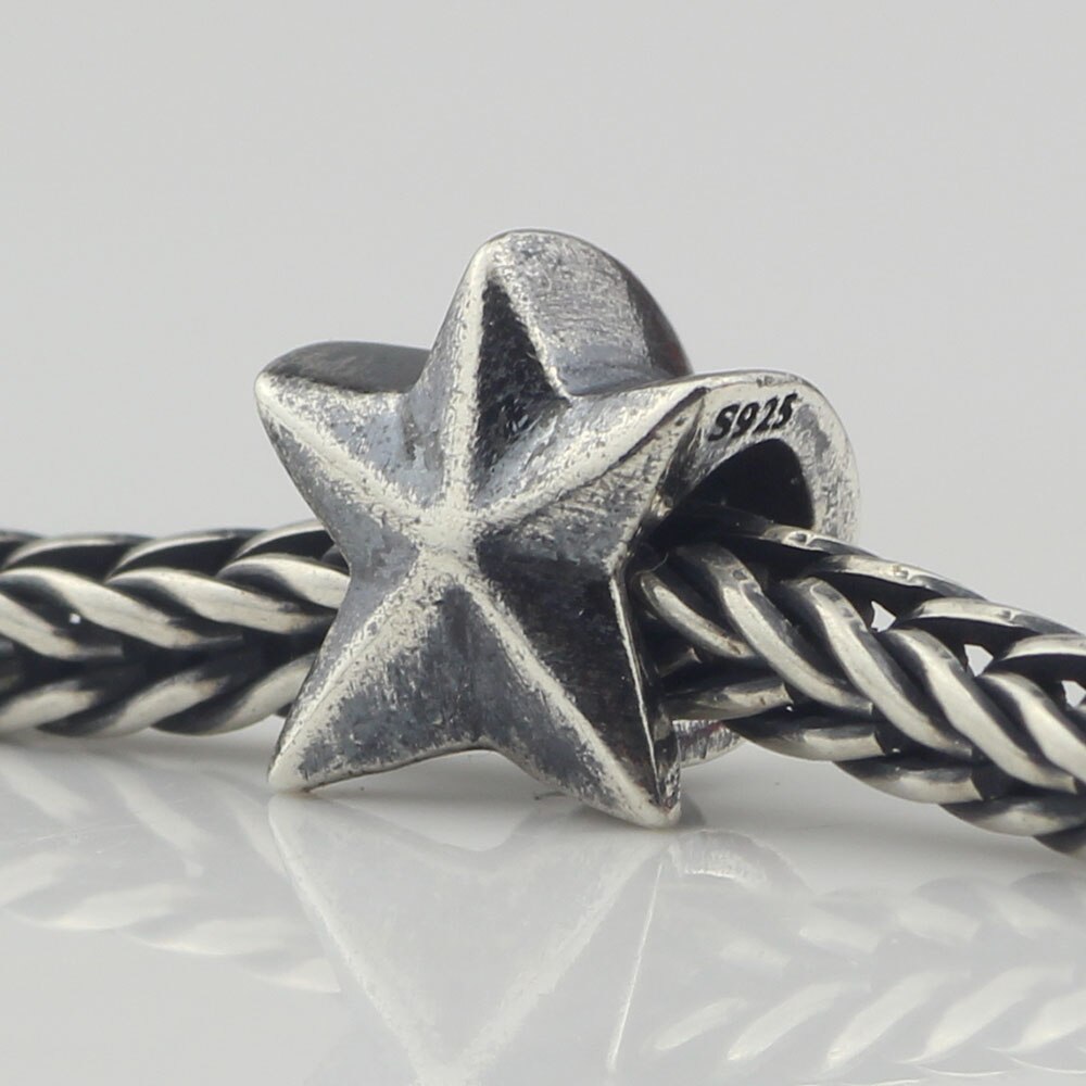 Authentieke 925 Sterling Silver Star Charm Bead Past Europese 3.0Mm Armband Sieraden