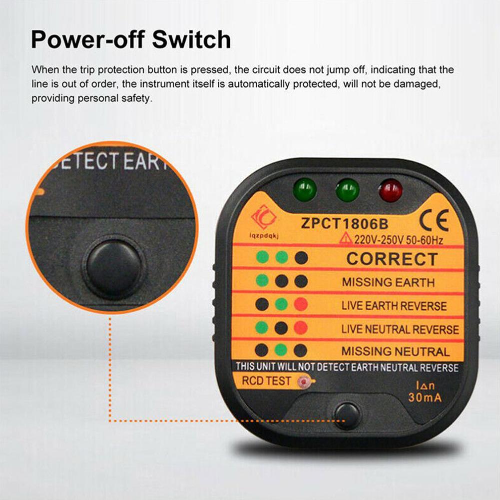 AST01 Electric Socket Tester EU Plug US UK AU RCD GFCI Test Outlet Ground Zero Line Plug Polarity Phase wire Wall check