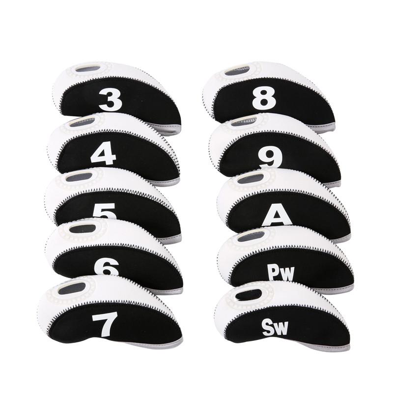 None 10pcs/set Number Pattern Golf Iron Rod Head Covers Protector Golf Rod Sleeve Accessories: white