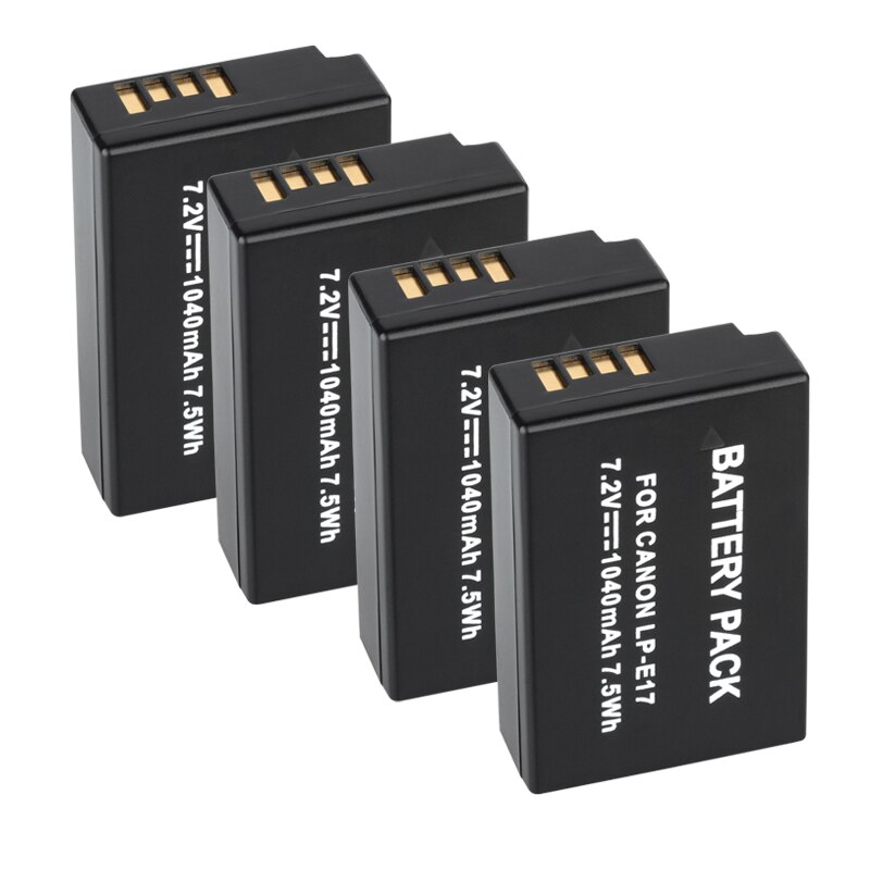 Camera Battery LP E17 LPE17 LP-E17 for Canon EOS 200D M3 M6 750D 760D T6i T6s 800D 8000D Kiss X8i 1040mAh Batteries: 4Battery