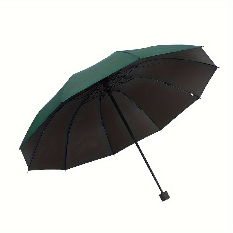 Paraguas plegable súper grande acanalado, resistente al viento e impermeable, refugio para la lluvia Pongee 170T reforzado, mango de goma, varillas de hierro, 12 nervaduras