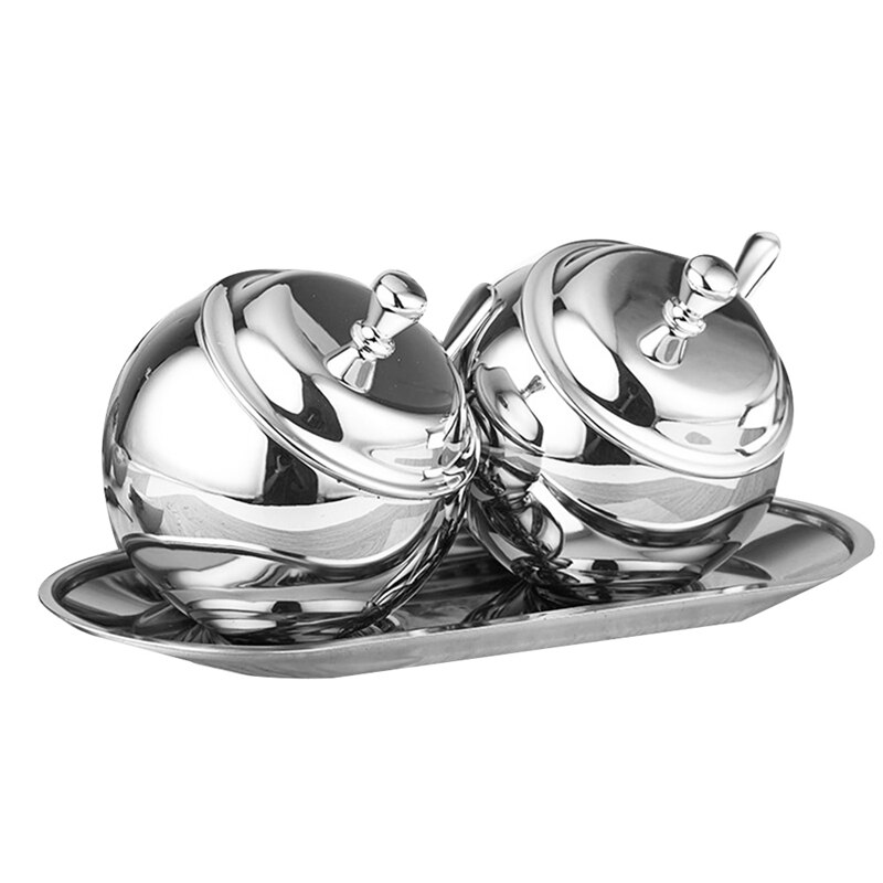 Kitchen Sugar Bowl Set with Lid Spoon and Tray for Tea and Coffee
