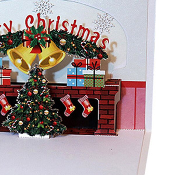 3D Christmas Cards Pop Up Merry Christmas fireplace Handmade Custom Greeting Cards Christmas Souvenirs Postcards