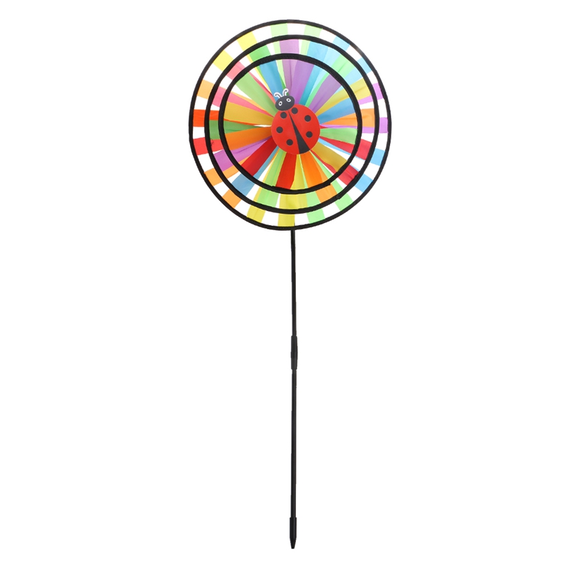 Kleurrijke Regenboog Triple Wiel Wind Spinner Windmolen Tuin Yard Outdoor Decor