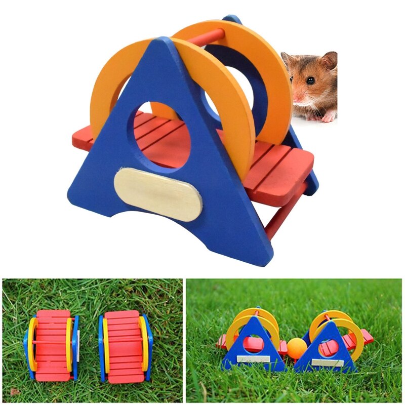 3 stuks houten hamster schommel platform speelgoed set kleine dieren speelgoed kooi kruipladder grappige accessoires voor racemuis ratel chinchilla's cavia's eekhoorns