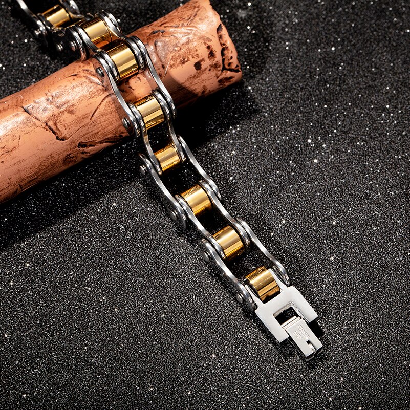 Trustylan Hiphop Punk Rock Fiets Ketting Armband Mannen Black Golden Rvs Heren Armbanden Armbanden Beste Vrienden Sieraden
