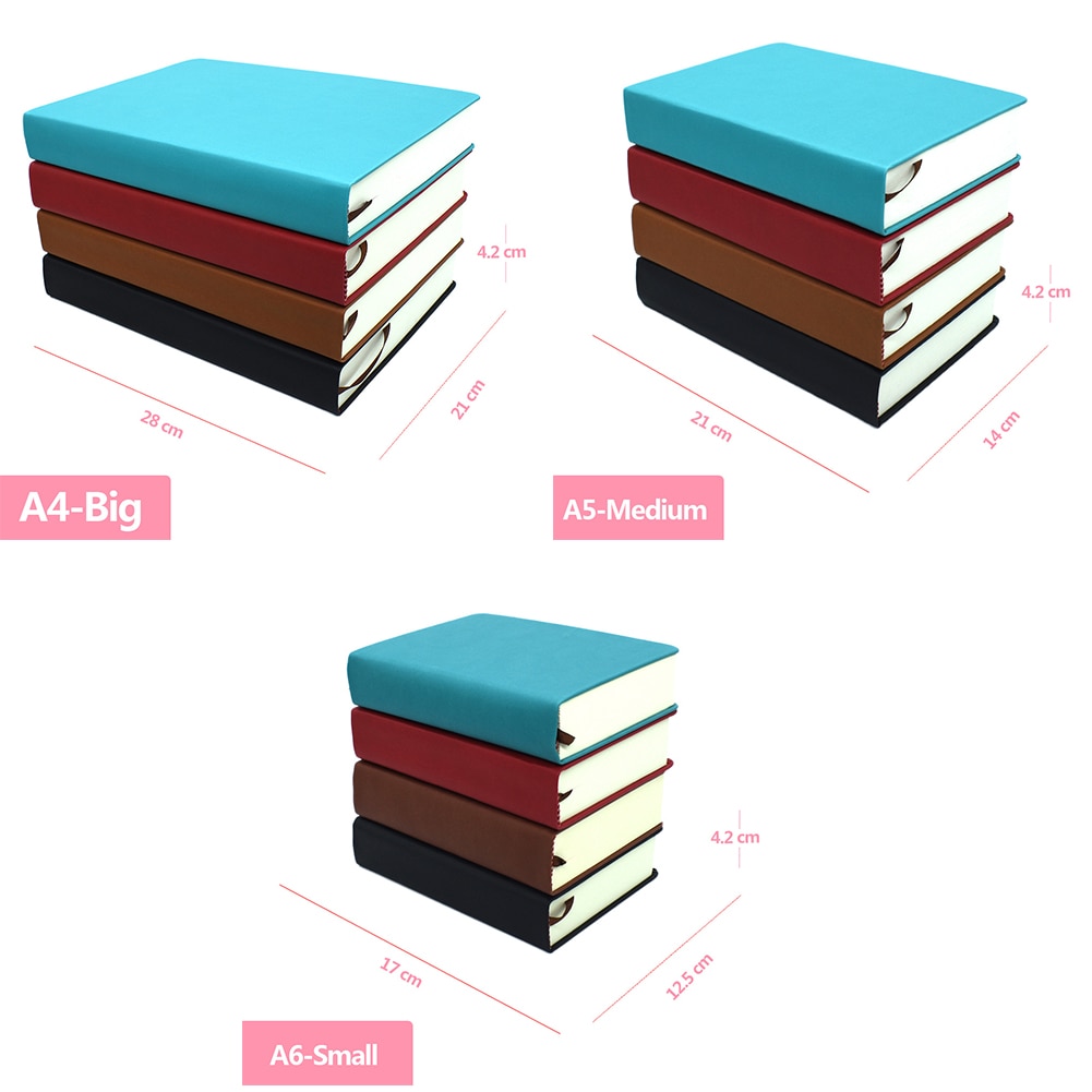 A4 A5 A6 miękkie skórzane etui zeszyt podróż dziennik bardzo grube prezent szkoła papiernicze biznes z pustymi stronami 330 arkuszy zeszyt