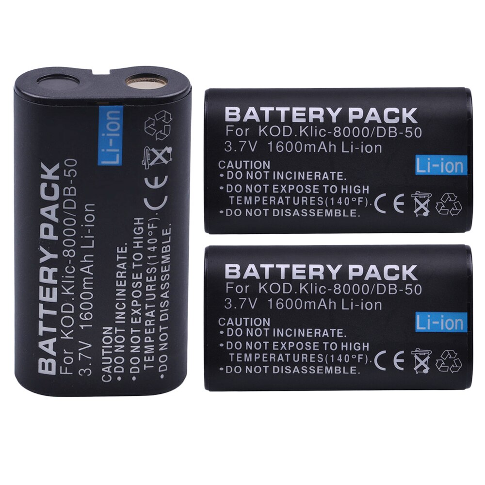 1600mAh KLIC-8000 KLIC8000 DB50 Battery for Kodak Easyshare Z1012 is, Z1015 is, Z1085 is Z1485 is, Z612, Z712, Z812 is, Z8612 is: 3 battery