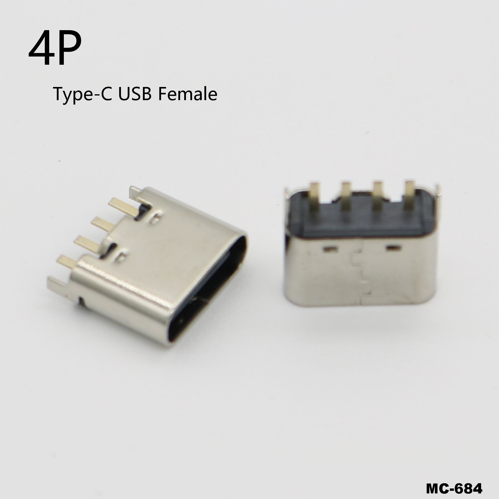 Conector de enchufe de carga USB tipo C, 4 pines, 4 pines, 1 unidad