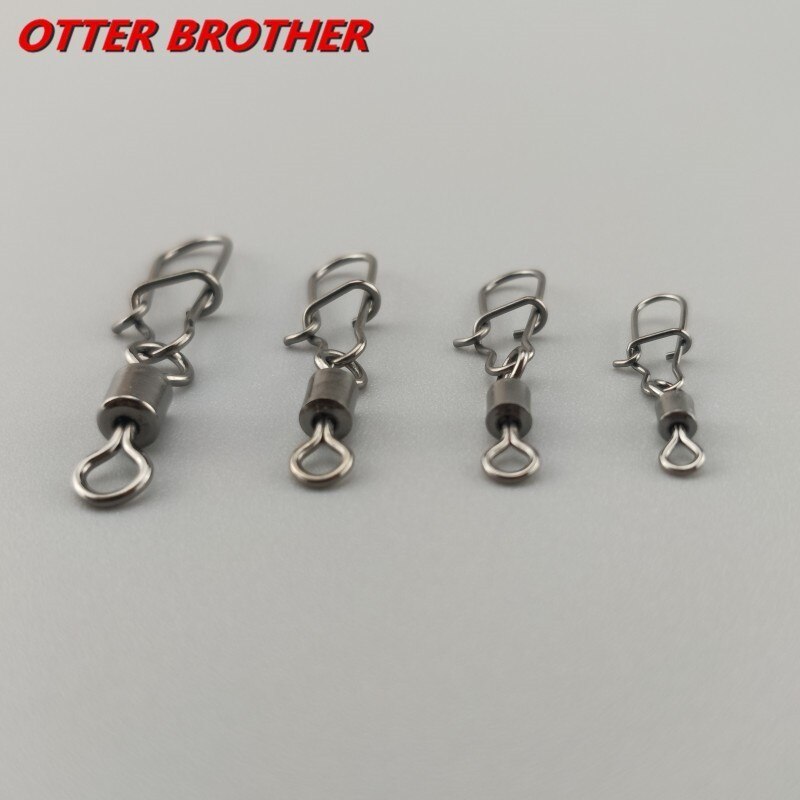 30PCS 2# 4# 6# 8#10# 12#14# Stainless Steel Fishing Connector Pin Bearing Rolling Swivel Snap Pins Fishing Tackle Accessories