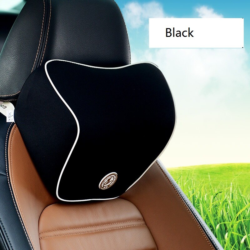 Lændestøtte bilsæde pude rygpude bil nakke pude hukommelse skum ergonomi bil puder til førerstol pude komfort: Sort nakkepude