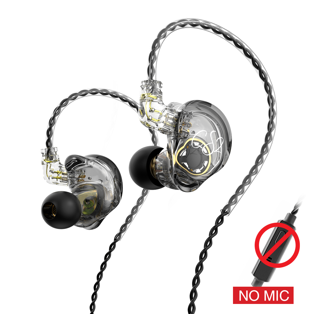 Trn - cs2 dynamic in-ear-kopfhörer, hifi-musik, sport-iem-ohrhörer, headset mit abnehmbarem kabel , 2- pin-kabel, trn-  mt1 v90 st1 cs1 edx pro: Grau, kein mikrofon