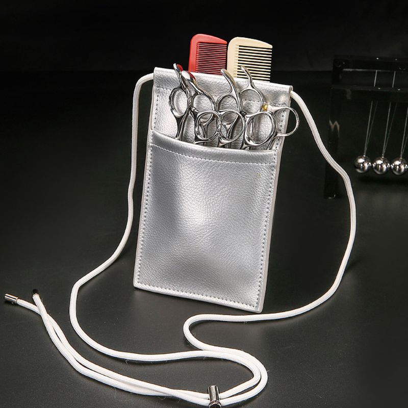 Portable PU Leather Barber Scissors Bag Comb Clip Storage Pockets Hairdresser Organizer Salon Hair Stylist Barber