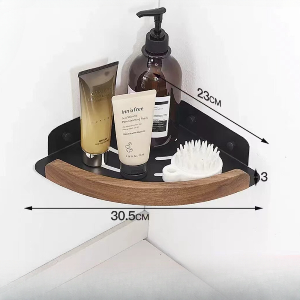 Juego de accesorios de baño de madera de nogal negro, toallero de baño, soporte de papel higiénico, estante de barra de toalla, accesorios de baño: Azul