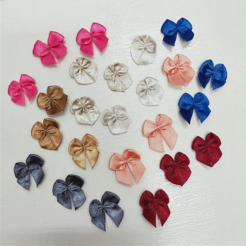 100 stuks/partij mini satijnen lint strikken veelkleurige stropdas strik diy naaien kleding accessoires handgemaakte plakboek knutselen decoratie