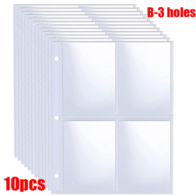 5/50pcs 4-Pocket Binder Photocards Holder Binder Background Paper Kpop Photo Album 6/3 Holes Inner Page Photo Card Binder Sleeve: Burgundy