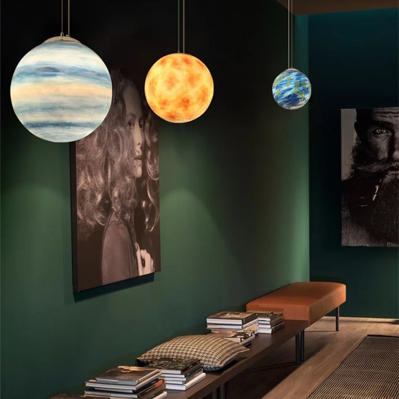 Nordic planet hanglamp hanglamp  e27 acryl bol hanglamp kinderkamerlamp jongenslamp meisjeslampen