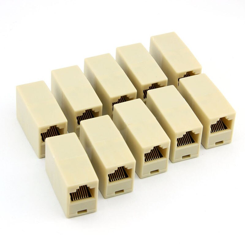 10 Pcs 8 Pin RJ45 Coupler Cable Joint Connector CAT5 Network Ethernet Wire Extension Direct Joiner