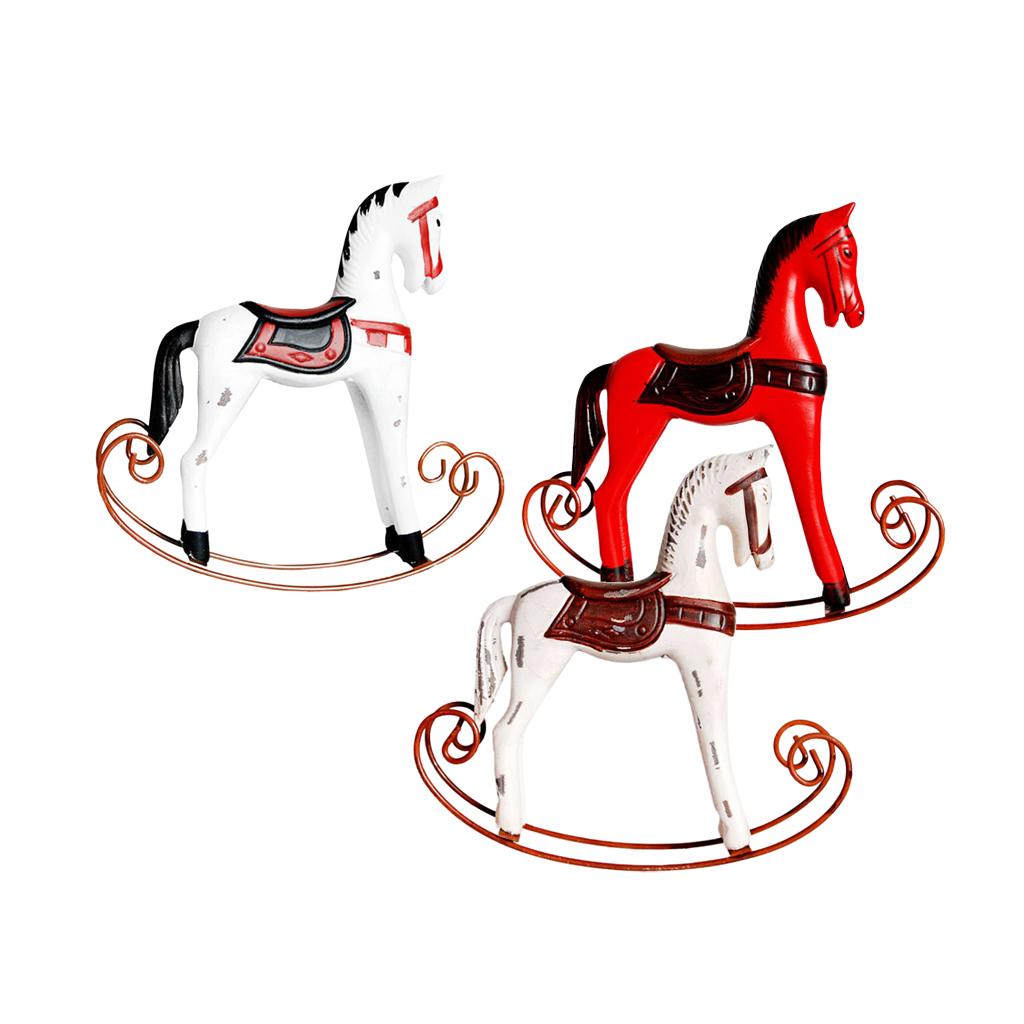 Wooden Mini Rocking Horse Craft Decoration Nordic Style Wooden Crafts Ornaments