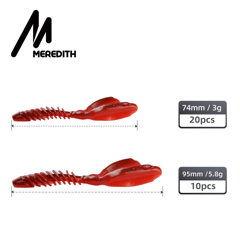 Meredith Dolivecraw Ii Soft Lokt 74Mm 95Mm Jigging Lokt Siliconen Worm Zachte Vissen Aas Garnalen Bass Karper Kunstmatige visgerei